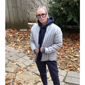 FRAME Denim NWT Quilted LinerDown Puffer Jacket in Steel Sz M